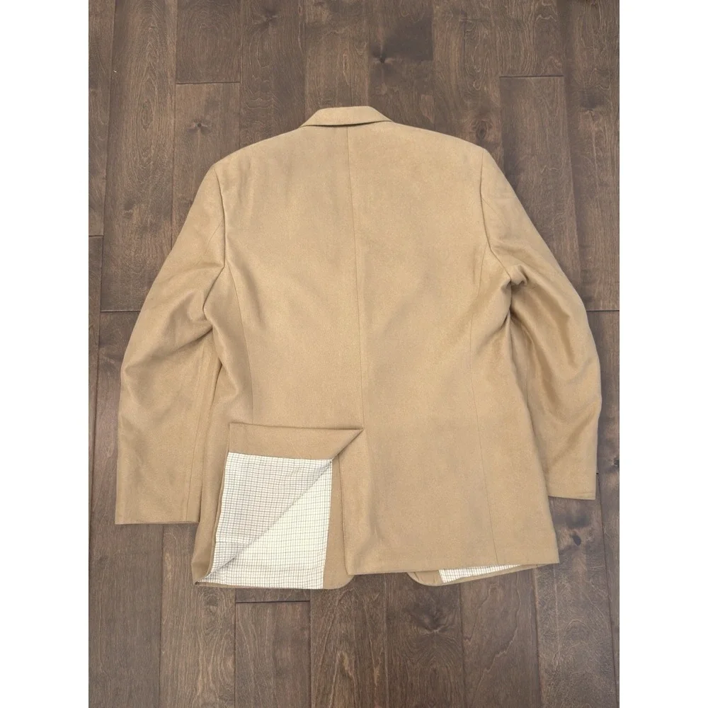 Lauren Ralph Lauren Mens Beige Blazer Faux Suede Jacket Size 44L‎ Two Button
